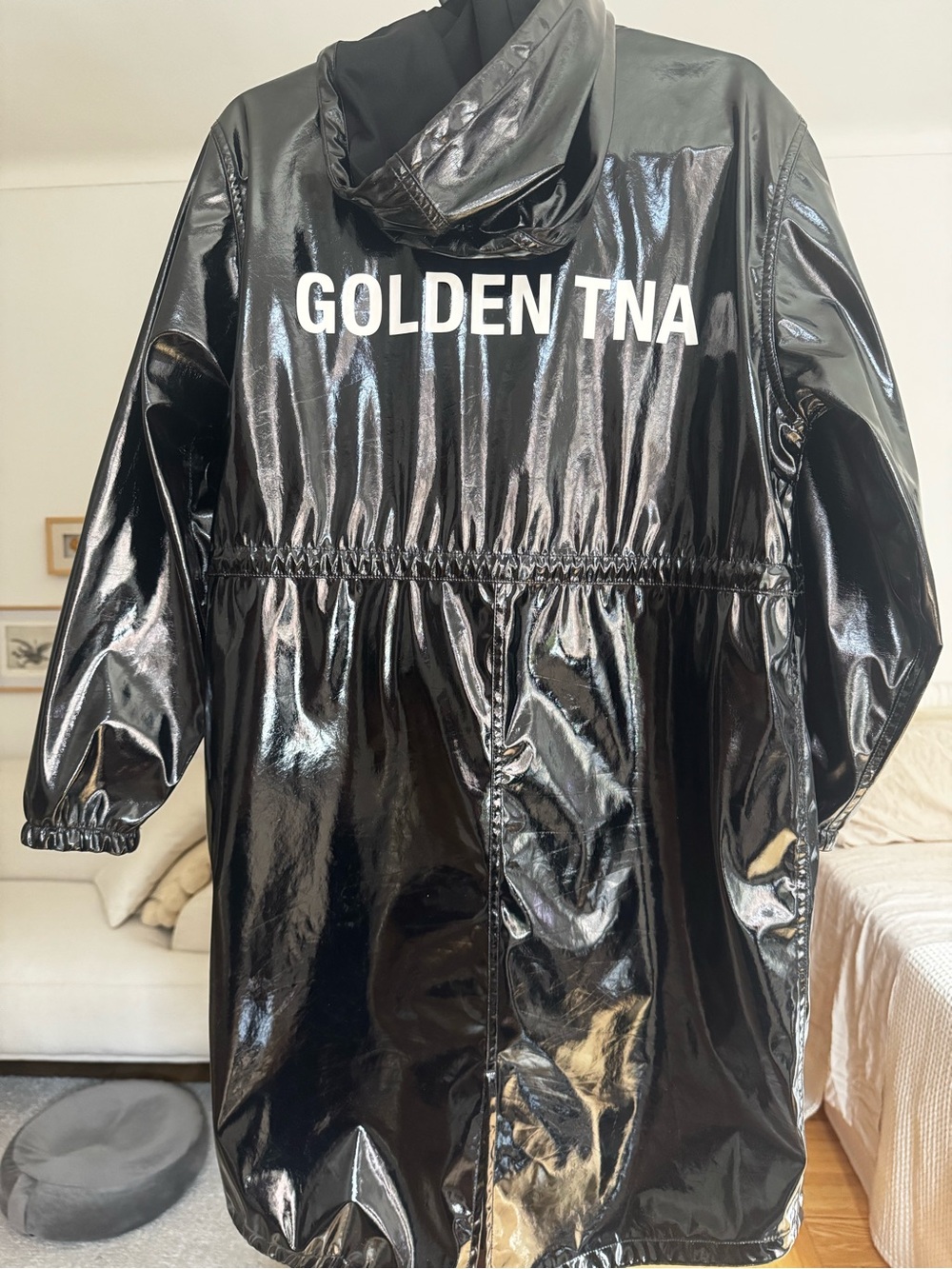 Women's Aritzia Black Shiny Parka Rain Jacket